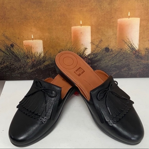 Fitflop Shoes - FItFlop Womens Fringe Leather Slip On Mules Shoes